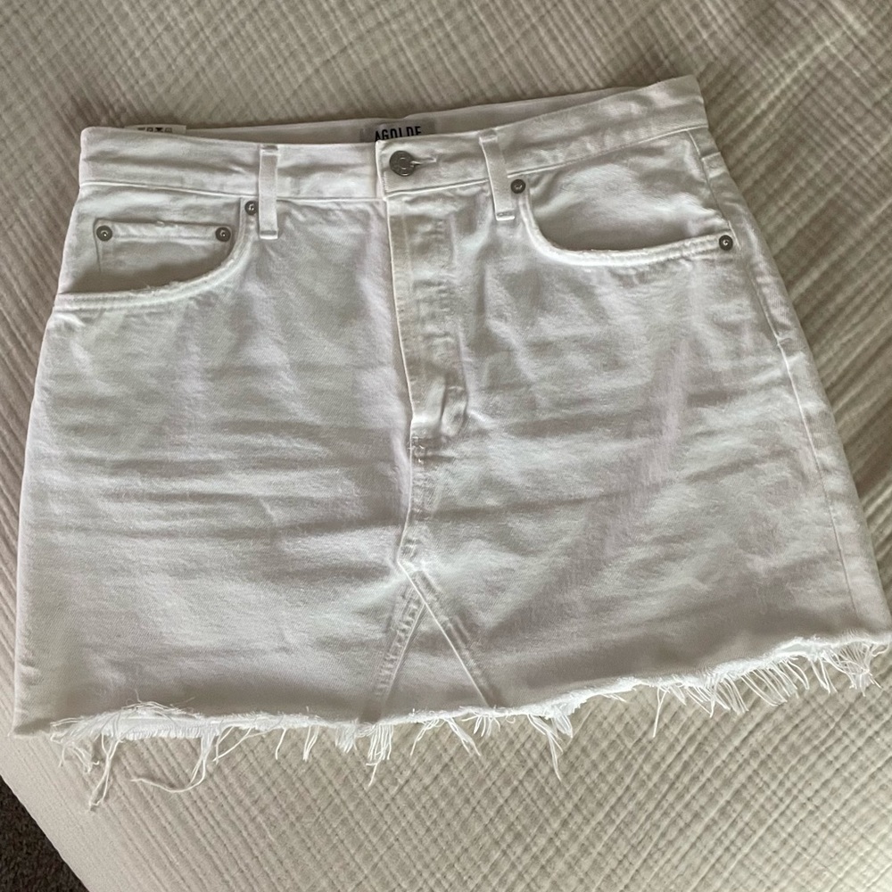 AGOLDE white denim mini skirt size 30
